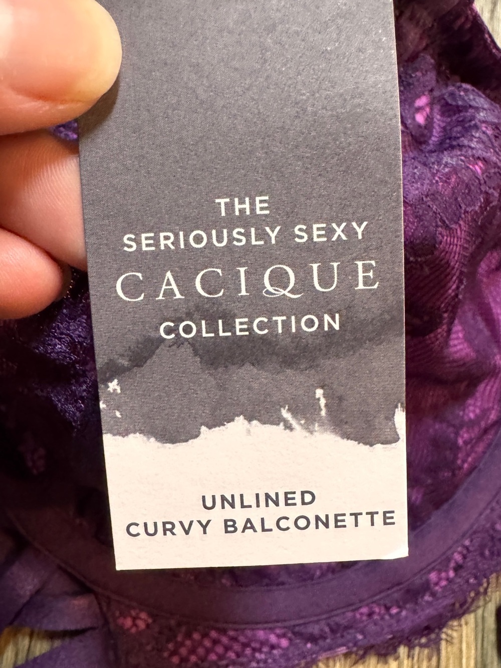 Cacique Plum Lace Underwire Bra & Brief Set 42C 10/12 - Picture 4 of 6